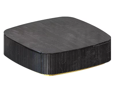 Modern Coffee Table With Textured Black Surface And Vertical Striped Base Design 3d model