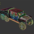 Black Six Wheel Off Road Vehicle With Tough Exterior And Large Tires