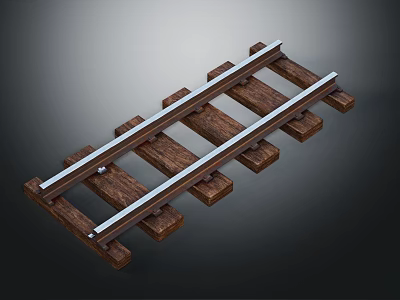 Railway Track Structure With Wooden Sleepers And Metal Rails 3d model