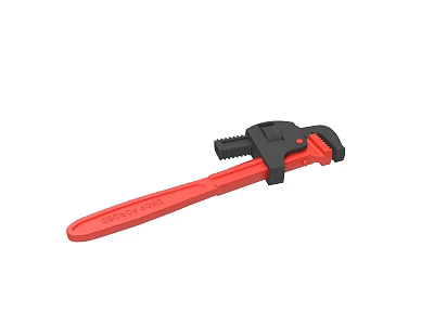 Red Handle Black Head Pipe Wrench Tool For Plumbing Repairs 3d model