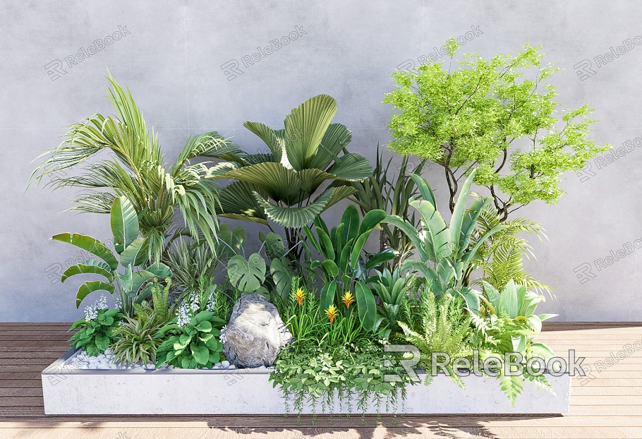 Modern Plant Green Plant Potted Plant Combination Bonsai Plant Pile Landscape Indoor Plant Landscaping Flower Box Flower Pond model