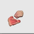 Fresh Raw Meat Cuts With Marbled Fat And Red Lean Portion 3d model