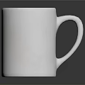 White Ceramic Mug Filled With Hot Coffee On Dark Reflective Background 3d model