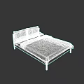 Double Bed with Wooden Frame Gray Cushions and Light Gray Bedding