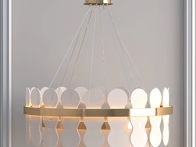 Modern Round Chandelier With Gold Metal Frame And Transparent Acrylic Discs For Interior Lighting 3d model