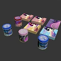 Colorful Packaged Food Products With Cans And Boxes In Various Designs