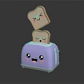 Purple Kitchen Toaster Featuring Cute Cartoon Smiling Faces On Toast Slices