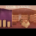 DUOHUA & VIVINER Boutique Interior Design With Purple Walls Display Shelves And Lighting
