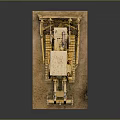 Yellow Bulldozer Model With Tracks Cab Blade And Ripper On Brown Base Dark Background