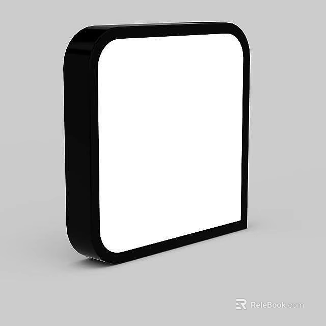 Modern Square Ceiling Light With Black Frame And White Panel 3d model 