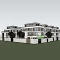 Modern Townhouses Exterior Design With Large Windows White Facade And Green Lawn