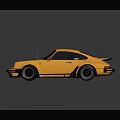 Orange Vintage Porsche Sports Car With Rear Spoiler And Shiny Wheels