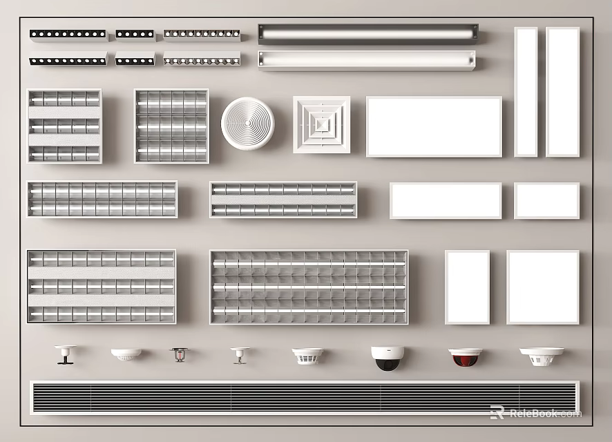 Modern Grille Lights with Various Designs Rectangular Square and Linear Styles for Ceiling 3d model