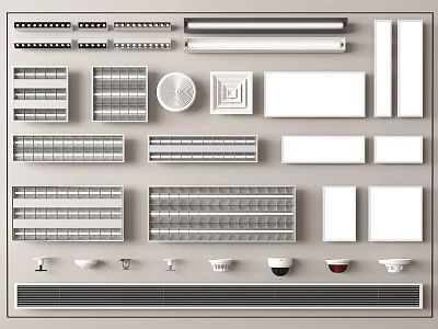 Modern Grille Lights with Various Designs Rectangular Square and Linear Styles for Ceiling 3d model