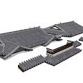 New Chinese-style Eaves Roof Tiles Ancient Building Components 3d model