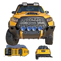 Yellow Toyota Hilux Pickup Truck With Black Wheels Body Logos And Off Road Design
