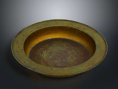 Vintage Brass Circular Basin With Textured Surface As Daily Household Item 3d model