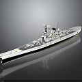 Detailed White Battleship Model With Upper Superstructure Deck Details And Black Surface 3d model