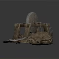 Ancient Weapons Collection Including Shield Bow Arrow Axe Hammer And Grindstone 3d model