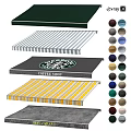 Various Colored Striped Awnings With Coffee Shop Logo And Text Designs