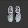 Light Blue And White Striped Athletic Shoes With White Laces And White Sole