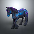 A Shiny Purple And Blue Horse With Neon Glowing Effects In Fantasy Digital Art Design