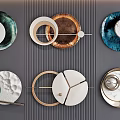 Modern Circular Wall Decor With Mixed Materials Green Copper Blue And Marble Textures 3d model