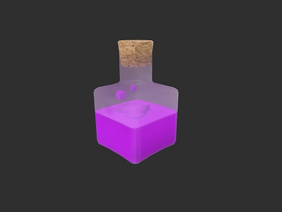 Chic Jewelry Storage Vial With Purple Liquid And Cork Stopper 3d model