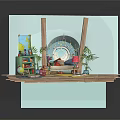 Cheerful Kids Playroom With Green Bookshelf Globe Toy Cars Rug Plants And Wooden Floor