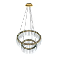 Contemporary Modern Double Layer Chandelier With Metal Frames And Hanging Tassels