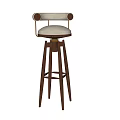 Elegant Modern Wooden Bar Stools With Upholstered Seats And Metal Accents