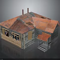 Small Wooden Cabin Model With Red Roof Two Chimneys Wooden Walls Windows And Porch