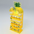 Pineapple Shaped Yellow Display Shelf With Multiple Layers Bottled Products And Promotion Labels 3d model