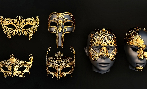 Mask Gold Mask Gold Jewelry Mask Decorations 3d model