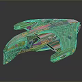 Futuristic Green Cosmic Spaceship 3D Model With Advanced Sleek Transparent Structure