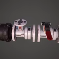 Structural Design Of Industrial Pipes With White Green Sections Red White Stripes And Black Connectors