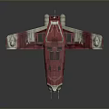 Red Vintage Spaceship With Detailed Cockpit And Industrial Wing Design
