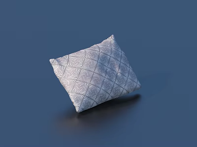 Decorative Gray Throw Pillow With Diamond Pattern And Textured Surface For Home Decor 3d model