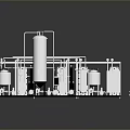 Detailed Industrial Equipment 3D Rendering With Pipes Tanks And Metal Frames