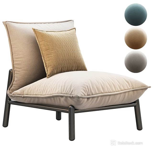 Stylish Upholstered Fabric Leisure Chair With Throw Pillow For Cozy Living Room Multiple Color Options 3d model 