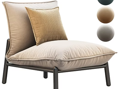 Stylish Upholstered Fabric Leisure Chair With Throw Pillow For Cozy Living Room Multiple Color Options 3d model