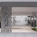 Contemporary Clothing Store Interior With Glass Display Table And Hanging Lights