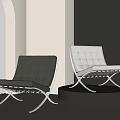 Modern Grey And White Leisure Chairs With Square Tufted Design And Metal Frame