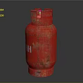 Red Rusty Gas Cylinder With RHH Label On Dark Background