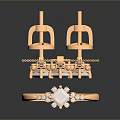 Classic Gold Jewelry Set With Shiny Pendant Necklace Drop Earrings And Ring Accessories