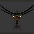 Futuristic Mechanical Dragonfly 3D Model With Transparent Wings And Metallic Body