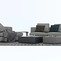 Modern Sofa And Coffee Table Set With Throw Pillows Blanket And Area Rug 3d model