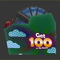 Green Game Machine With 50 Start Display Red Buttons Cloud Patterns And Get 100 Sign