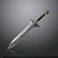 Elegant Silver Sword With Red Handle And Ornate Pommel Shiny Finish