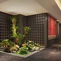 New Chinese Style Indoor Landscaping Landscape Plant Landscaping Plant Landscaping Landscape Setches Landscape Wall Plant Gravel Moss 3d model